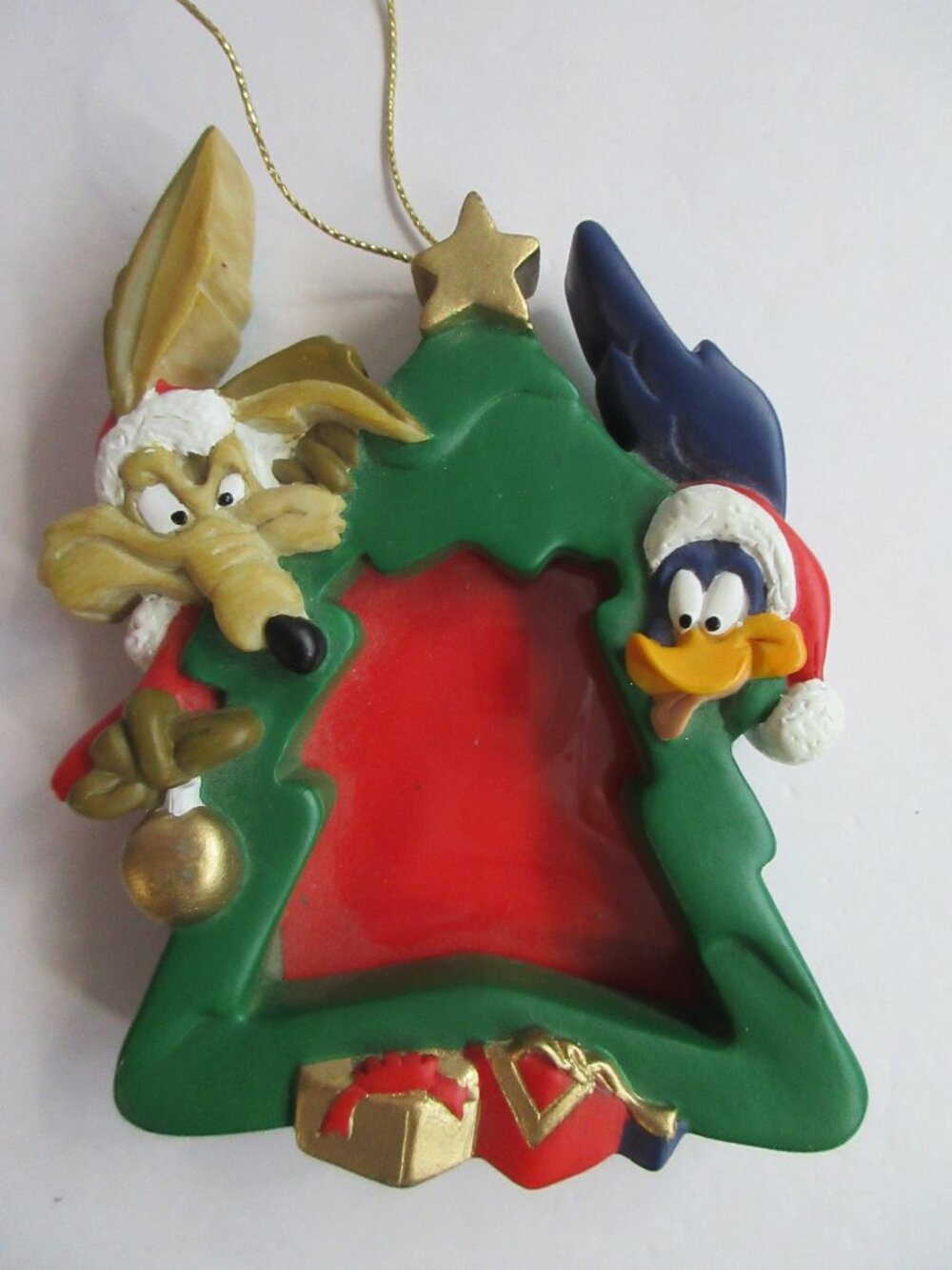 Roadrunner Daffy Looney Tunes Christmas Tree Picture Frame Ornament Vtg 1996